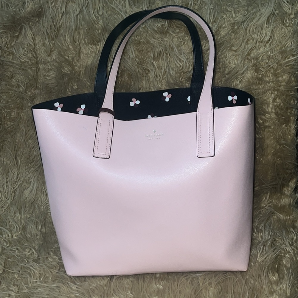 Kate Spade ♠️ Floral Pup Reversible Leather Tote - Picture 3 of 16